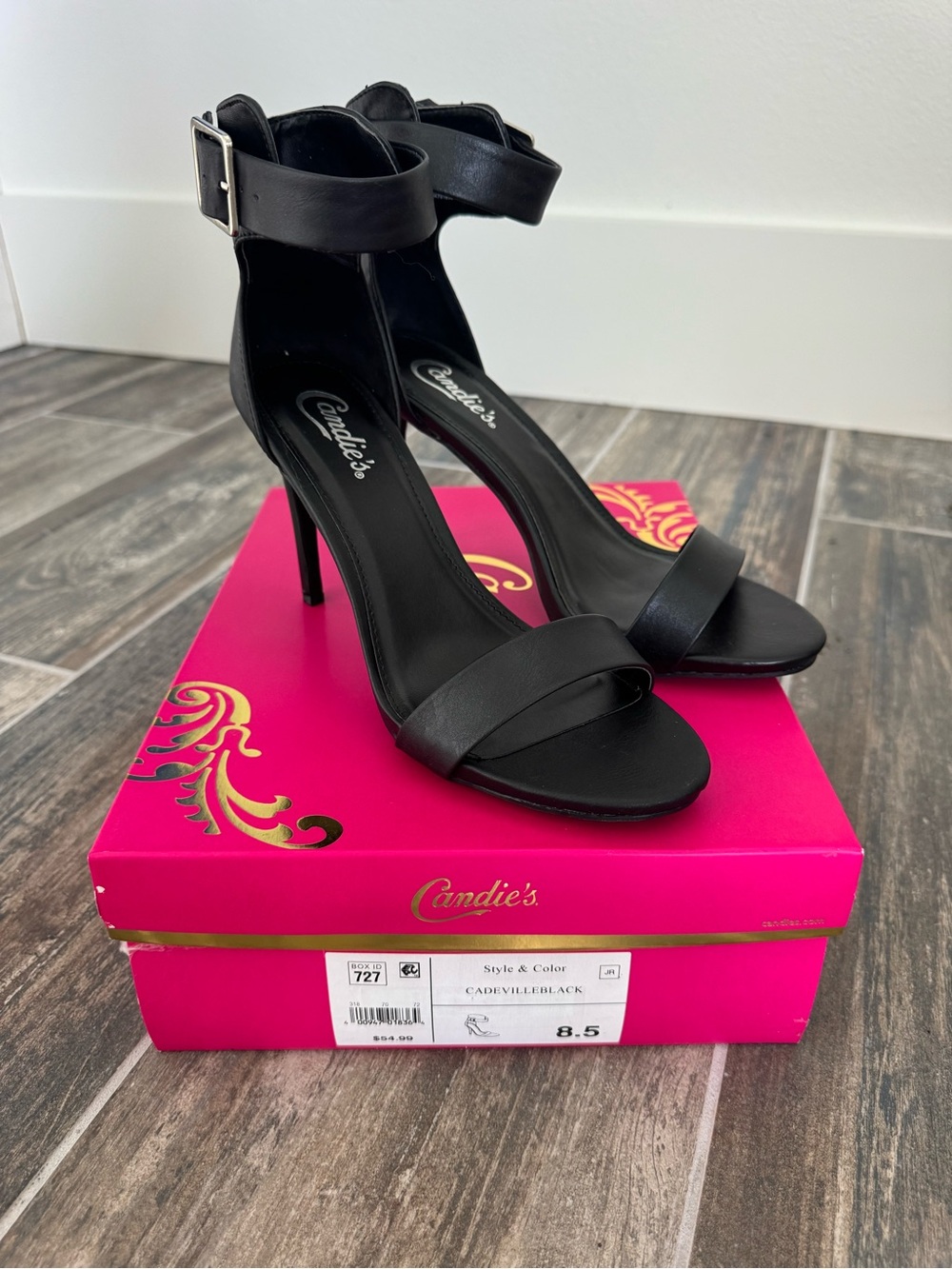 Candie's Black Ankle-Strap Stiletto Heels
